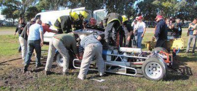 Un piloto sufri� graves heridas al incendiarse su auto en plena competencia