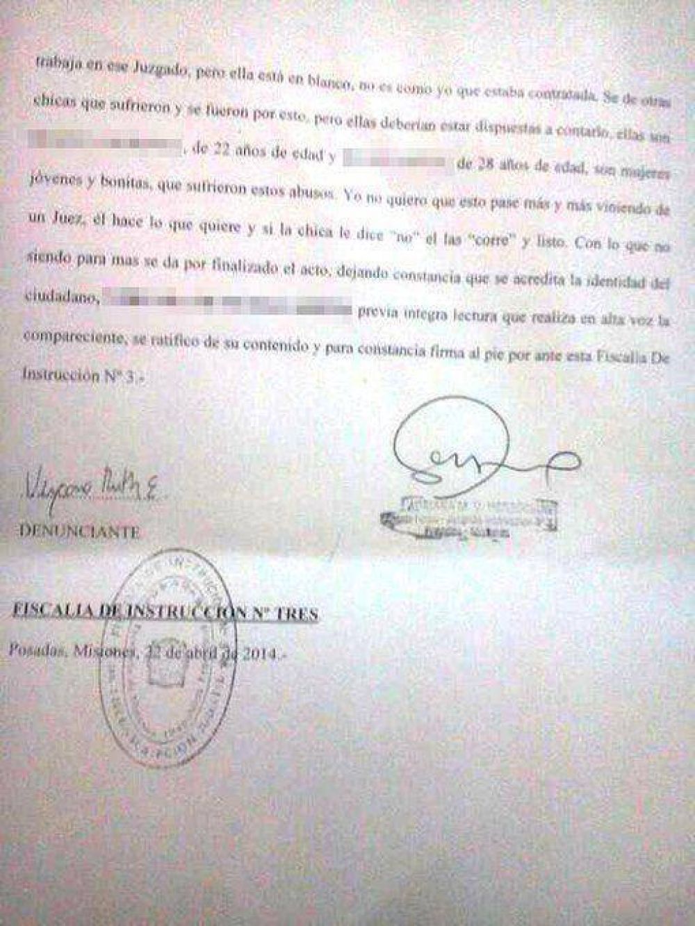 Una estudiante de abogac�a denunci� a un juez por acoso
