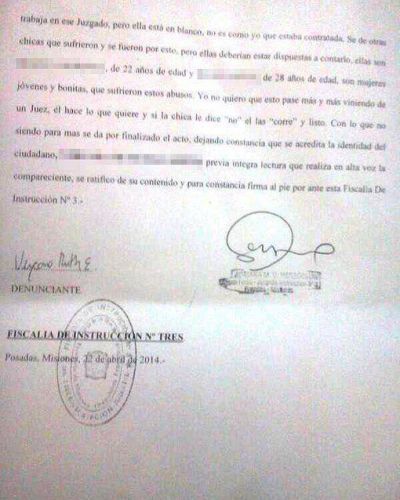 Una estudiante de abogac�a denunci� a un juez por acoso