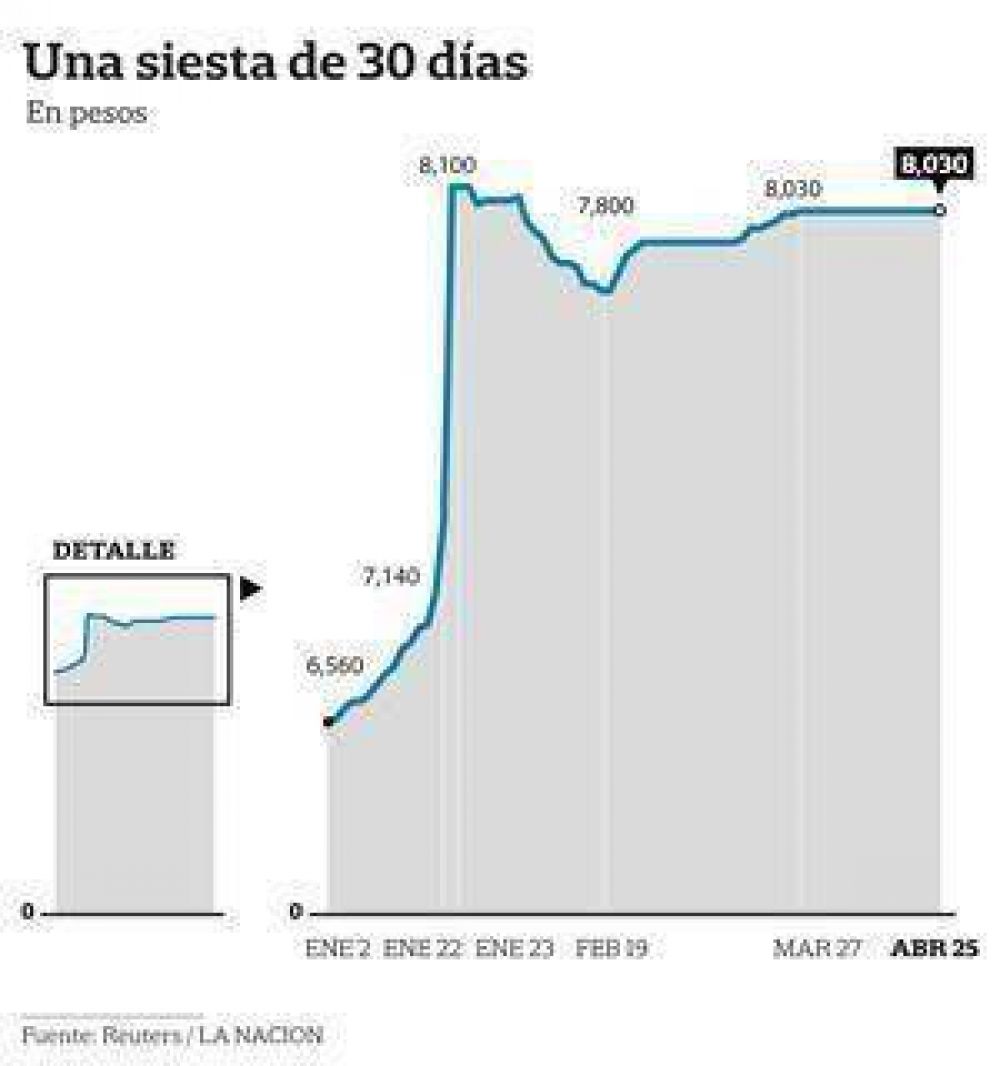La cotizaci�n oficial del d�lar lleva un mes congelada: no se mueve de $ 8