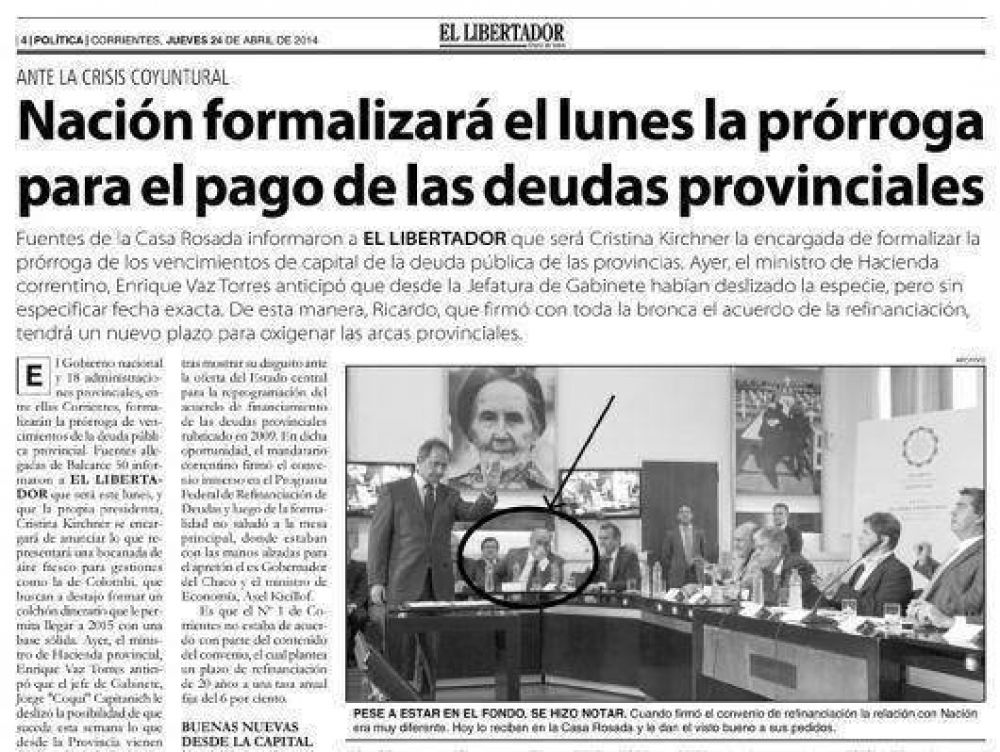 La Provincia de Corrientes cancel� $263 millones de su deuda de 2014