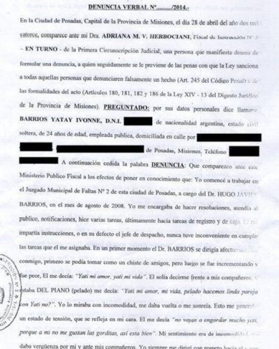 El juez Barrios recibi� una segunda denuncia por acoso sexual
