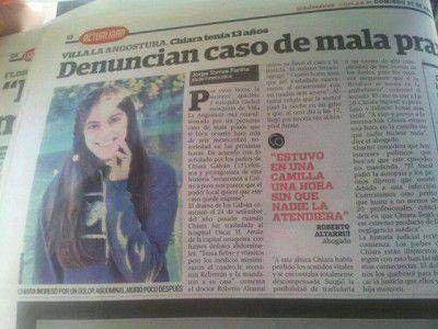 El caso de Chiara Galv�n fue difundido por un diario nacional
