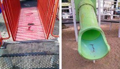 Deterioro de algunos juegos para chicos en la plaza de ejercicios �Miguel D�vila�
