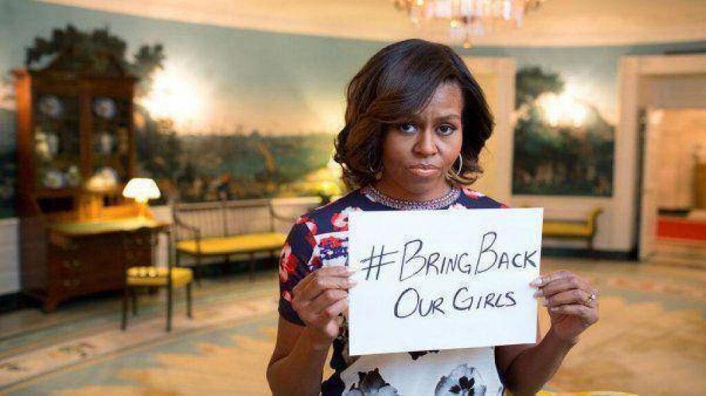 Michelle Obama hizo campa�a por las chicas secuestradas en Nigeria