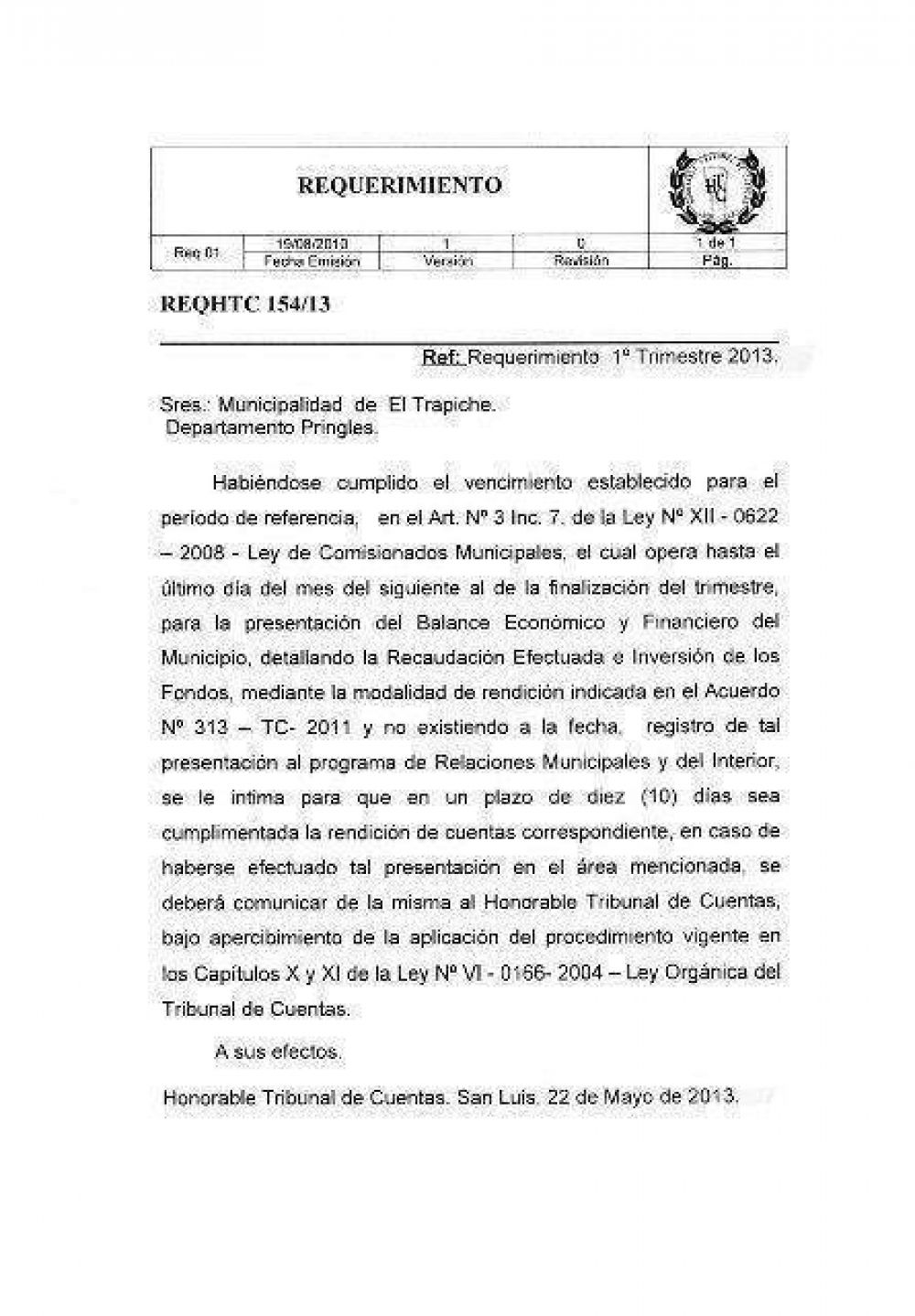 M�s pruebas de la escandalosa gesti�n municipal de El Trapiche