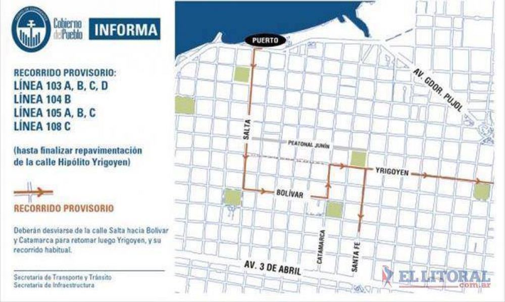 Colectivos modifican recorrido por obras