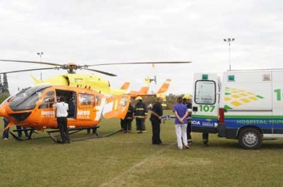 Traslado a�reo de una nena de 2 a�os que fue pisada por una camioneta 