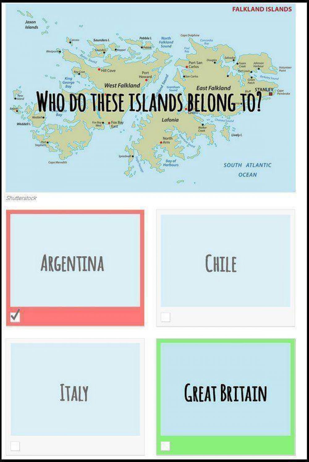 Publican un pol�mico test sobre Am�rica Latina que dice que las Malvinas son brit�nicas