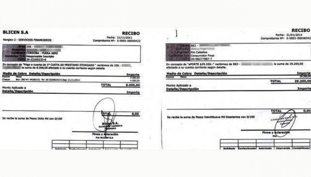 Recibos de Cordubensis y Blicen, iguales