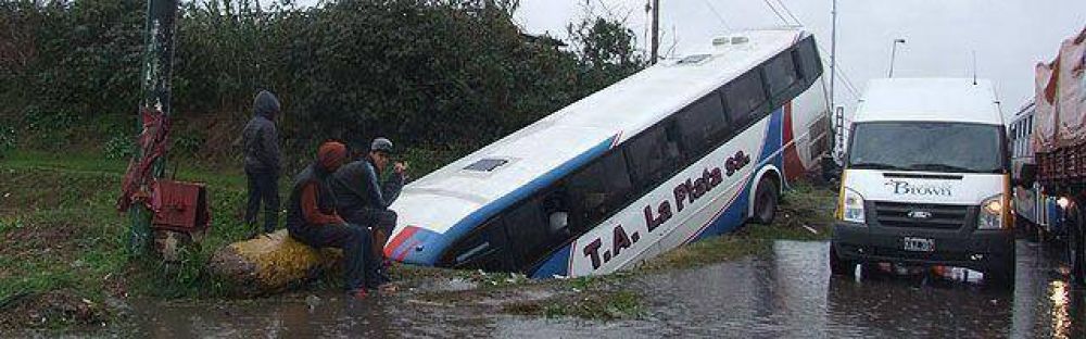Por un intento de suicidio, un colectivo cay� a una zanja
