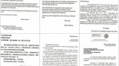Al igual que el Papa, Obama y otros jefes de Estado enviaron cartas a Cristina Kirchner
