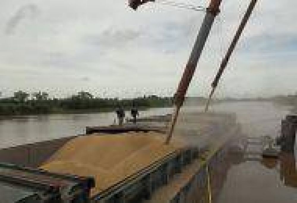 Colono tiene 15.000 toneladas de soja almacenadas y comenz� a despachar barcazas a Rosario