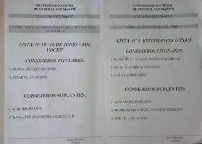 La Lista 3 Estudiantes UNSAM niega pertenecer al massismo