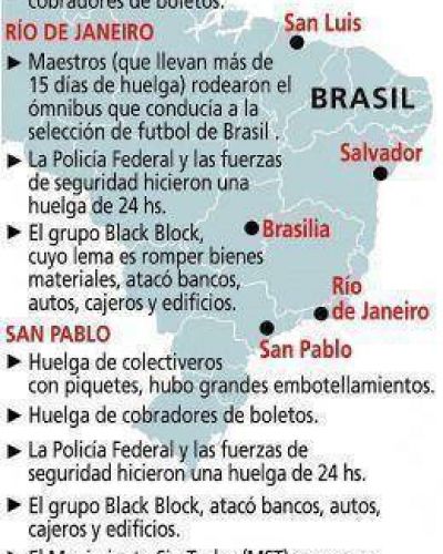 A 15 d�as del Mundial, las huelgas presionan al gobierno de Rousseff