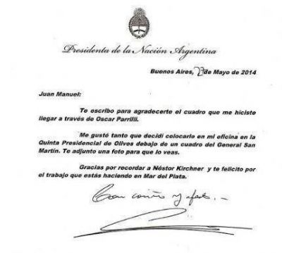 Juan Manuel Rapacioli recibi� una conceptuosa carta de Cristina