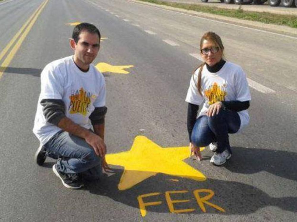 Estrellas y reclamos por la seguridad vial sobre el puente