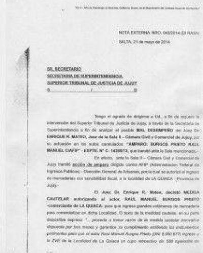 AFIP Salta solicit� al Superior Tribunal de Justicia de Jujuy analizar posible mal desempe�o de un Juez local