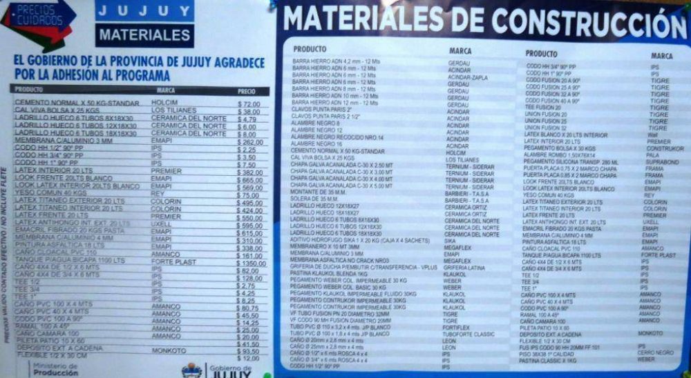 Precios cuidados para los corralones: Las listas comienzan a exhibirse hoy