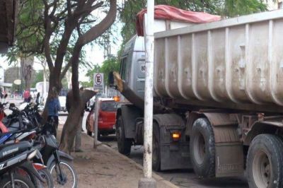 Un cami�n de carga se llev� por delante un �rbol en pleno centro de S�enz Pe�a