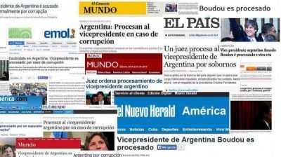 El procesamiento de Boudou, reflejado por la prensa mundial