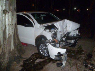 Perdi� el control de su camioneta y se incrust� contra un �rbol