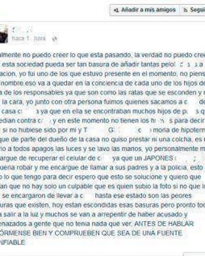 Los testigos directos del caso se expresaron por Facebook
