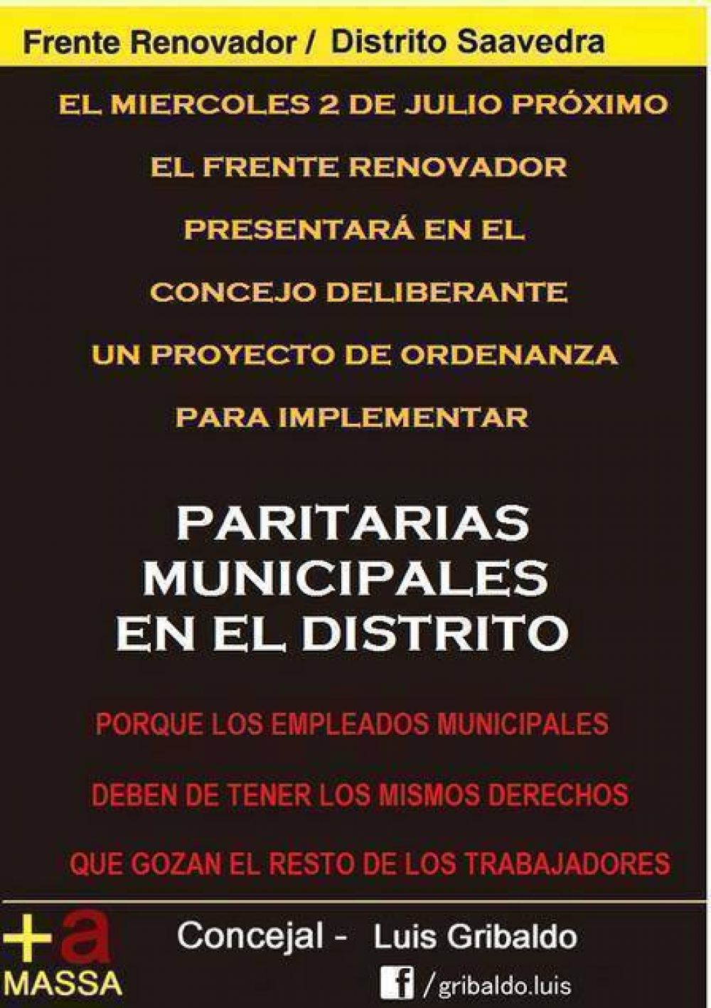 El Frente Renovador pide paritarias municipales