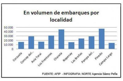 Pinedo, Charata, Los Frentones, Concepci�n del Bermejo y Pampa del Infierno, las de mayor producci�n de soja