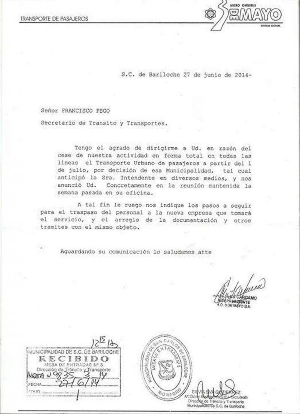 Confirman que el municipio ten�a conocimiento previo de la salida de 3 de Mayo