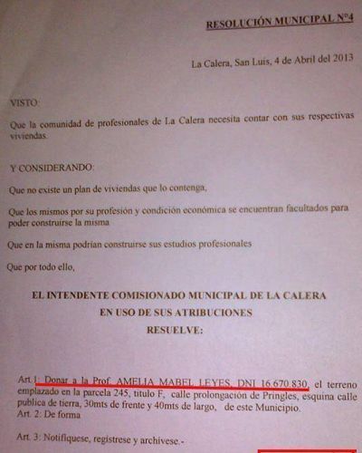 Ex intendenta de La Calera, y actual senadora, reconoci� haberse �autodonado� un terreno municipal