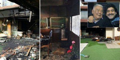 As� qued� la casa de Don Diego Maradona despu�s del incendio