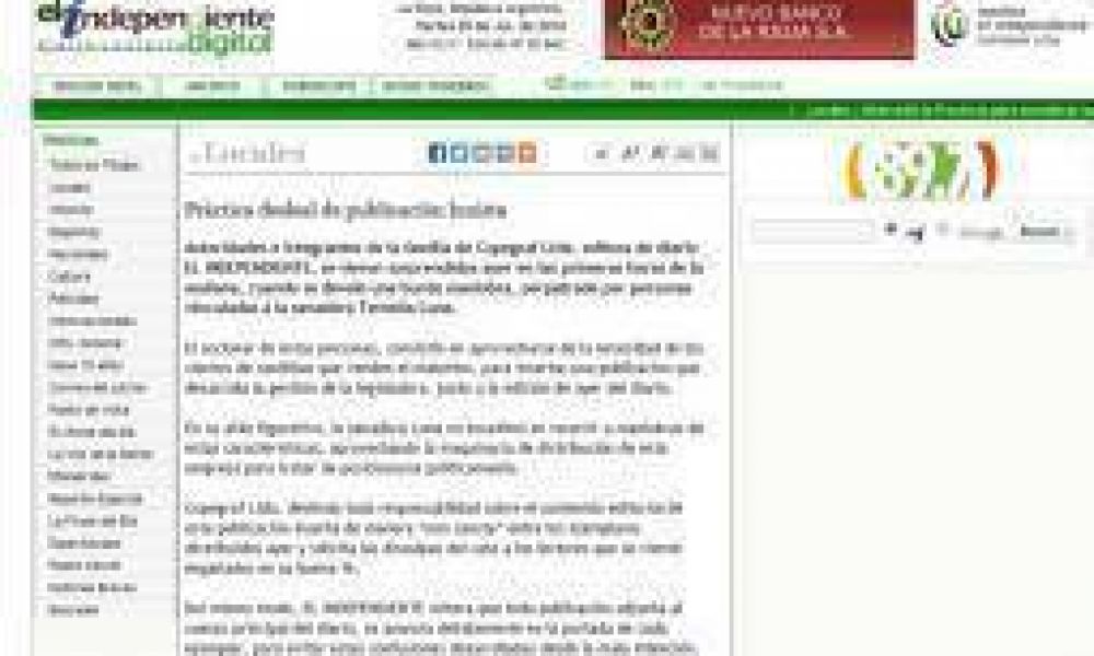Cruce de dardos entre la c�pula de El Independiente y Tere Luna