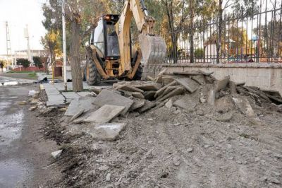 Comenz� la obra del paseo aer�bico en las veredas del frente del Liceo