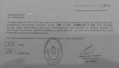 Para Garate, �el Consejo Escolar miente� en torno a los cupos de comedores 