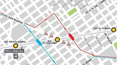 Cierran el paso a nivel de la avenida San Mart�n y las v�as del Urquiza para hacer un t�nel