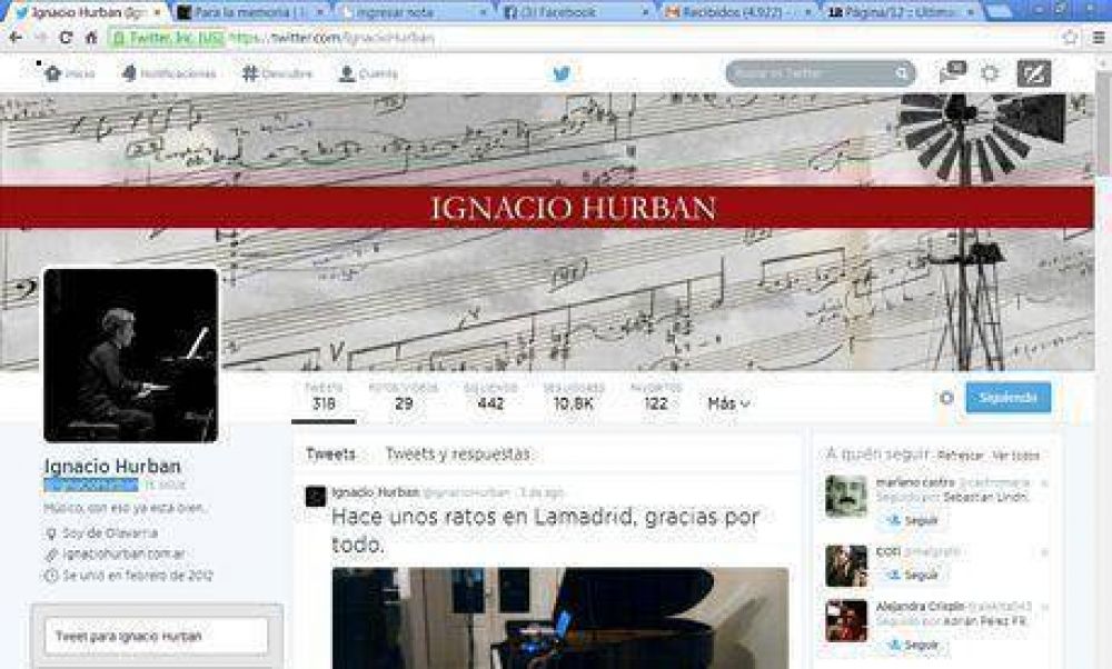 El nieto recuperado es el olavarriense m�s seguido en Twitter