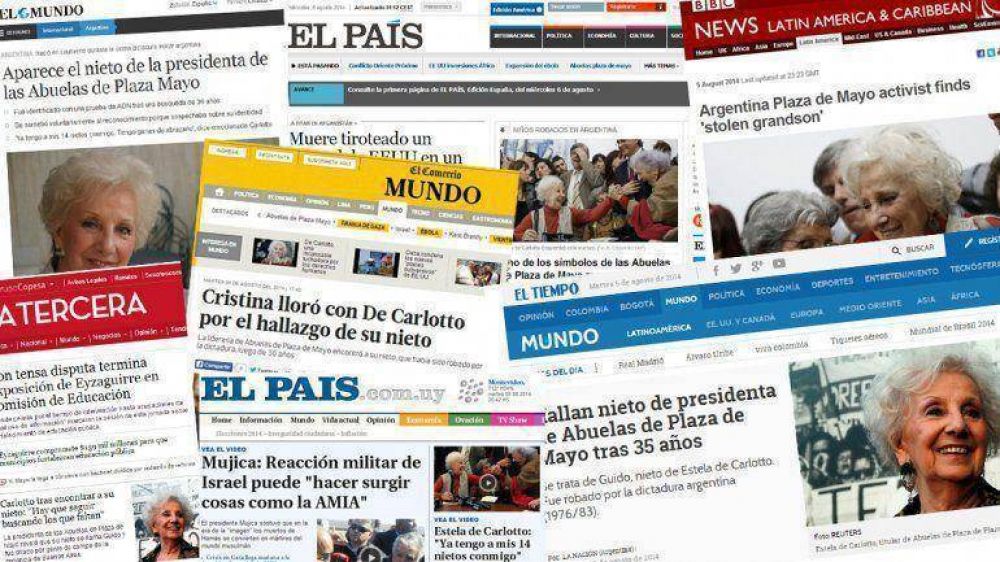 La noticia del nieto recuperado de Estela de Carlotto en los medios del mundo