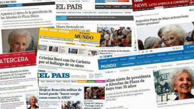 La noticia del nieto recuperado de Estela de Carlotto en los medios del mundo