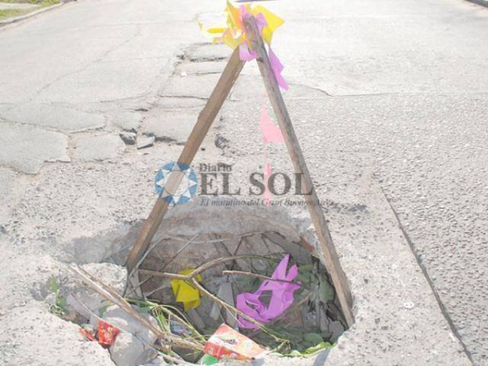 Peligro por boca de tormenta abierta