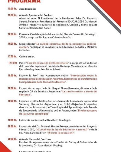 1� Pre Foro de Calidad Educativa de Salta �Por el derecho de Ense�ar y Aprender�