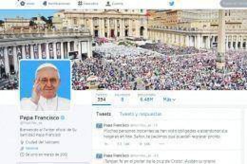 El Papa super los 15 millones de seguidores en Twitter