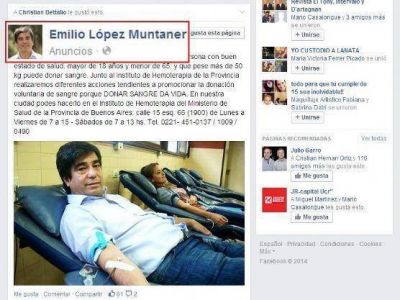 ns�lito: L�pez Muntaner dona sangre y paga en Facebook para difundir su �buena acci�n�
