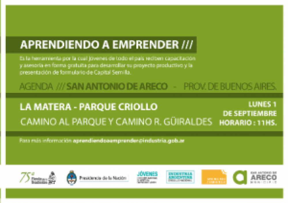 �Aprendiendo a Emprender�: programa Nacional para j�venes empresarios de Areco