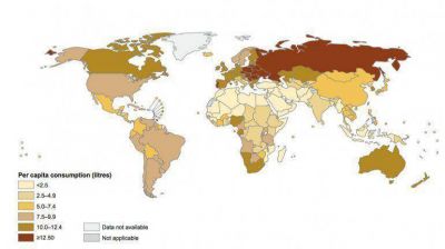 El mapa del d�a: en qu� pa�ses las personas consumen m�s alcohol