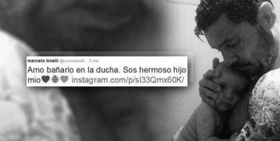 La tierna foto de Tinelli con su hijo Lorenzo: 