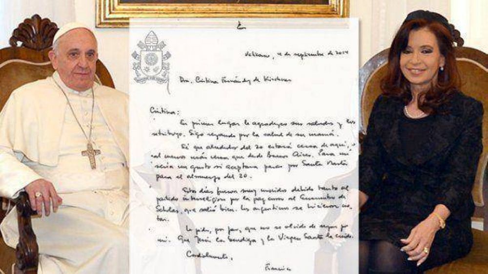 La respuesta de Cristina a la invitaci�n del Papa: 