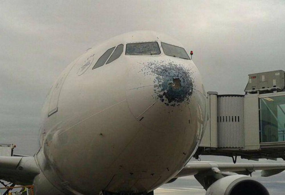 El granizo da�� un avi�n cuando aterrizaba en Ezeiza