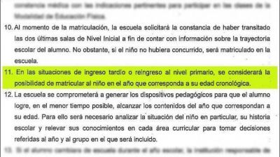 Los alumnos que reingresen a la escuela podr�n ser matriculados en el a�o que corresponda a su edad