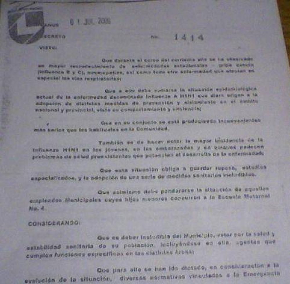 LAS MUJERES EMBARAZADAS DE LA MUNICIPALIDAD NO DEBERAN CONCURRIR HASTA EL 17 DE JULIO